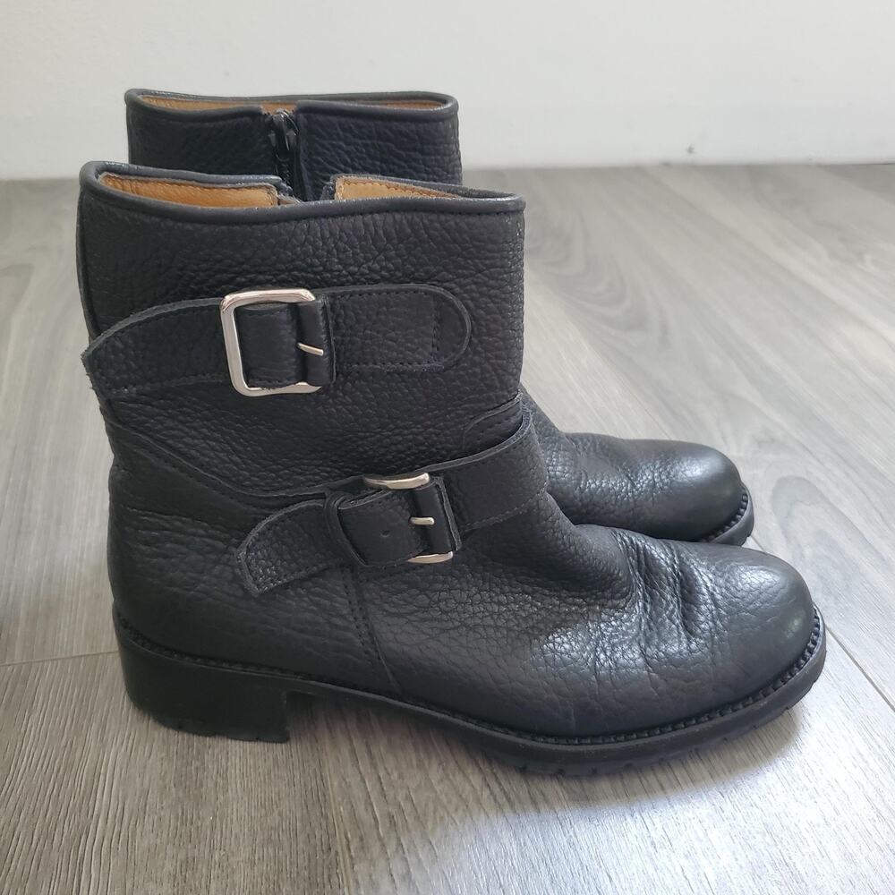 Gravati Boots Womens Size 6 Leather Buckle Moto Made in Italy Vibram